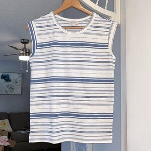 LOFT Women’s Size XS Navy and White Striped Sleeveless Top
